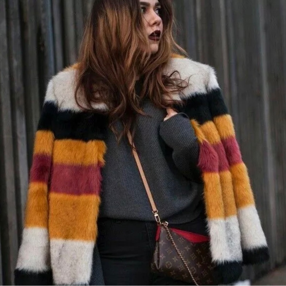 Fur Jacket Zara Stripped Bloggers Favorite